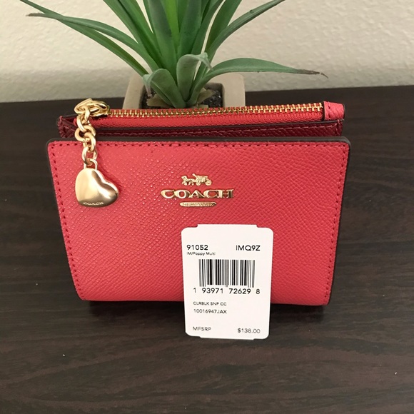 Coach Snap Card Case Wallet In Poppy - Picture 5 of 7